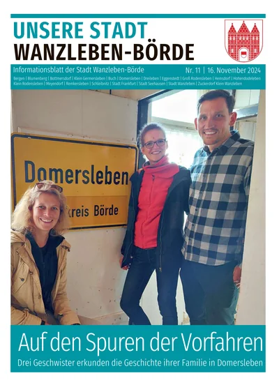Unsere Stadt Wanzleben-Börde 11/2024 - Titelbild